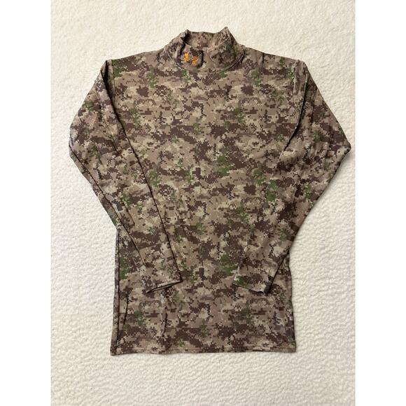 Under Armour Womens Compression Top Camo Shirt Large Mock Neck - Picture 1 of 8